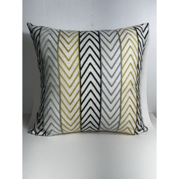 Set Of 2 Decorative Throw Pillow Cases Woven Canvas Quality Yellow Grey White - Picture 4 of 11